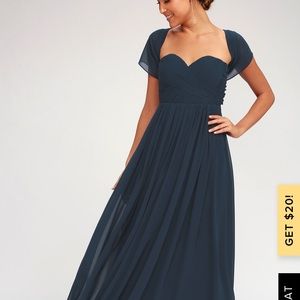 Classical Charm Navy Blue Convertible Maxi Dress
